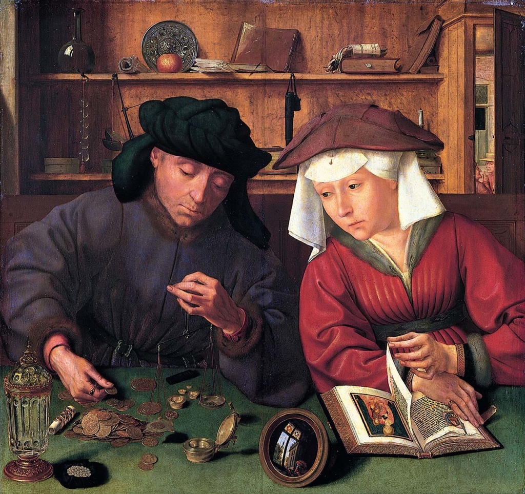Картина фламандского художника Квентина Массиса, «Ростовщик и его жена», 1514 г.